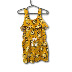 Little Lass Girls Romper Jumper Sleeveless Size 4T Yellow Floral Summertime